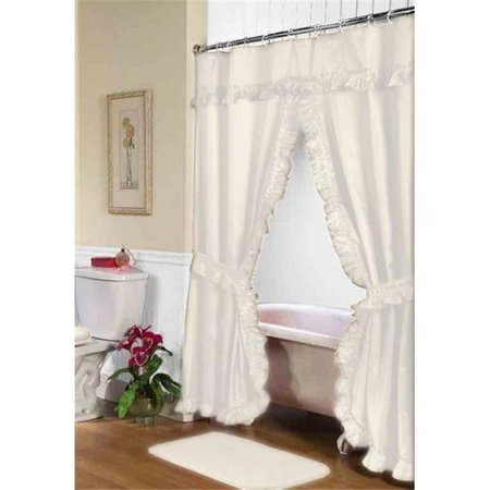 LIVINGQUARTERS FSCD-L-08 72 x 72 in. Lauren Double Swag Shower Curtain; Ivory LI11059